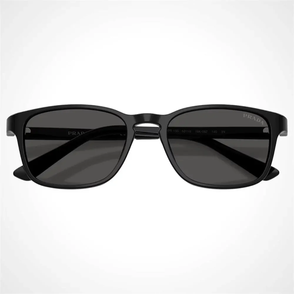 New PRADA Sunglasses Black Aviator Square Mens Letter Logo Grey Lens 52-18-140mm